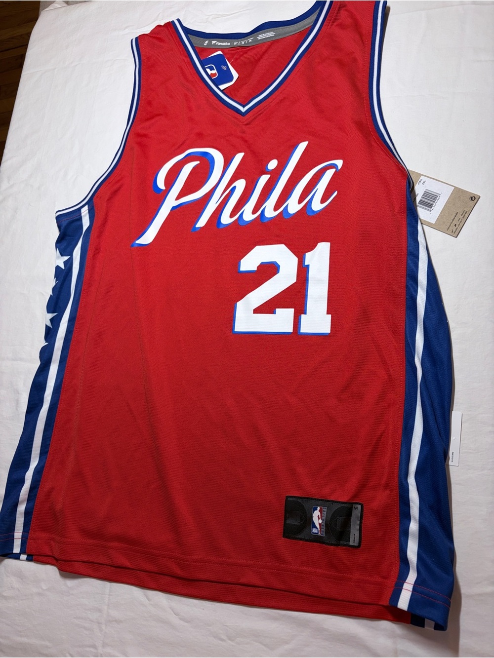Fanatics Red Phila #21 Basketball Jersey with Blue & White Trim